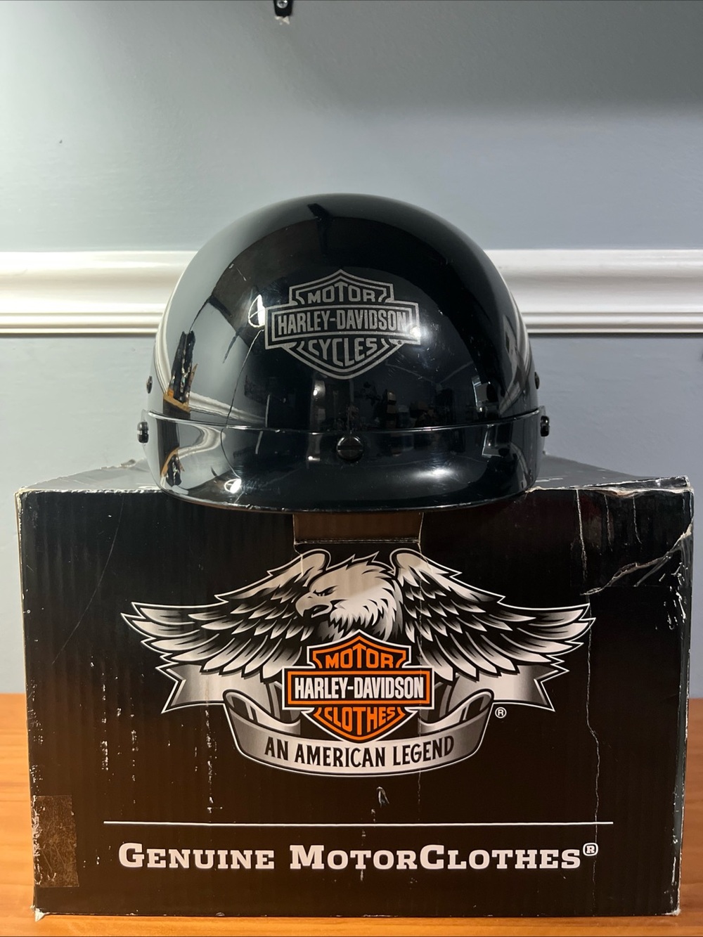 Harley Davidson Motorcycle Genuine Skull Half Helmet Gloss  Black XS Small w Box